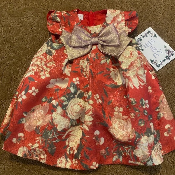 Party Holiday Dress Red Gold Shimmer Green New Size 12 months - Picture 12 of 12